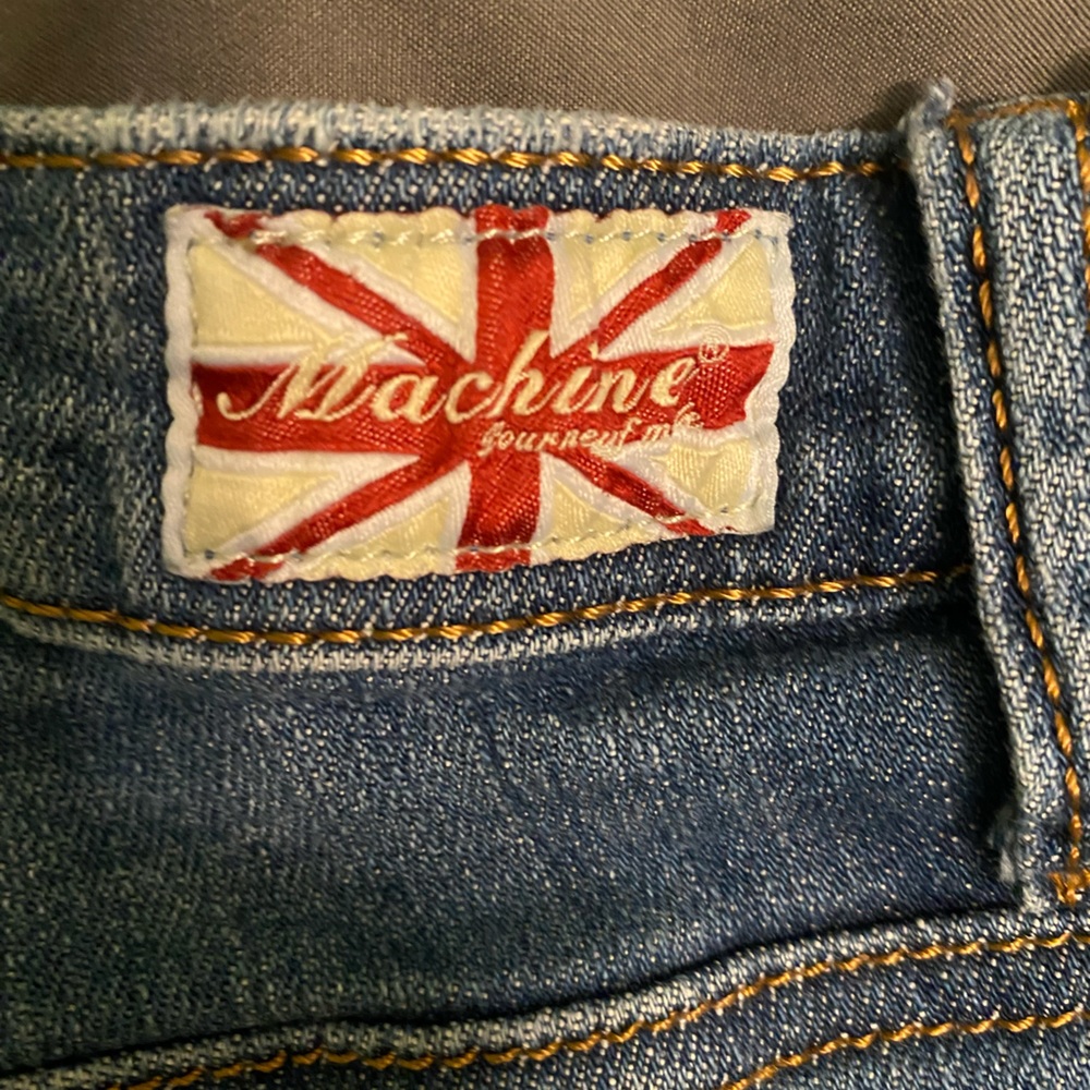 Juniors High Waisted Ripped Raw Hem Blue Jean Shorts - Picture 3 of 3